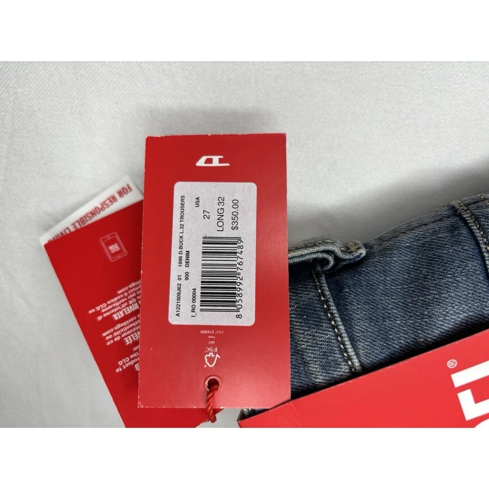 Diesel Denim Jeans 1998 D-Buck 09J62 27x34 Bootcut Leg Slim Fit NWT $350 Stetch